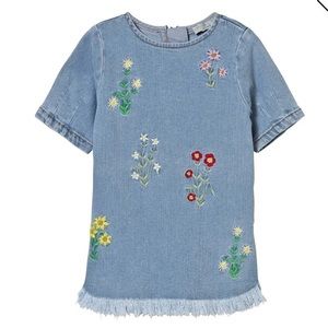 STELLA MCCARTNEY KIDS sz 8 years Girls denim dress pockets back zip Fringe hem